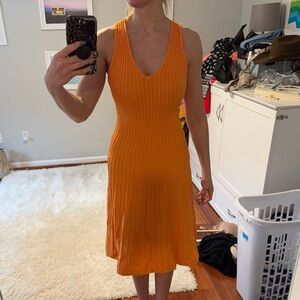 Zara Orange Sleeveless Knit Dress